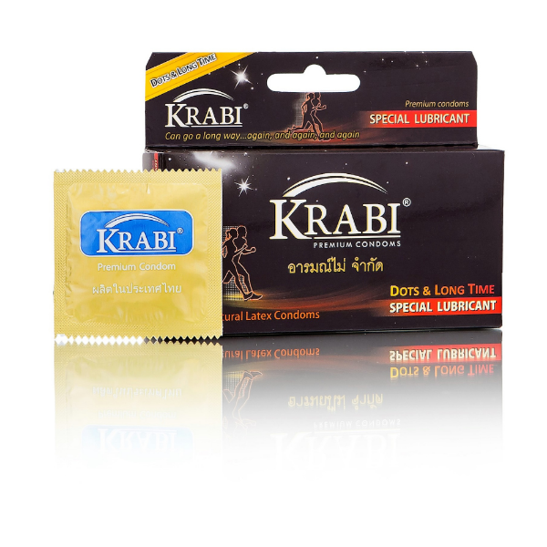 Ảnh của Bao cao su Krabi có gai và kéo dài thời gian - Dots & Longtime Krabi Premium Condoms hàng Thái Lan Hộp 12 chiếc