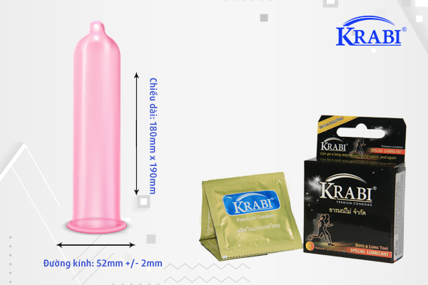 Ảnh của Bao cao su Krabi có gai và kéo dài thời gian - Dots & Longtime Krabi Premium Condoms hàng Thái Lan Hộp 3 chiếc