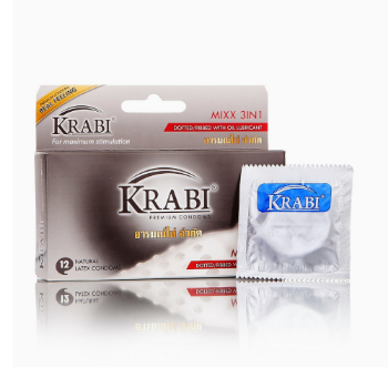Ảnh của Bao cao su Krabi gân-gai-gel bôi trơn - Mixx 3in1 Krabi Premium condoms hàng Thái Lan Hộp 12 chiếc