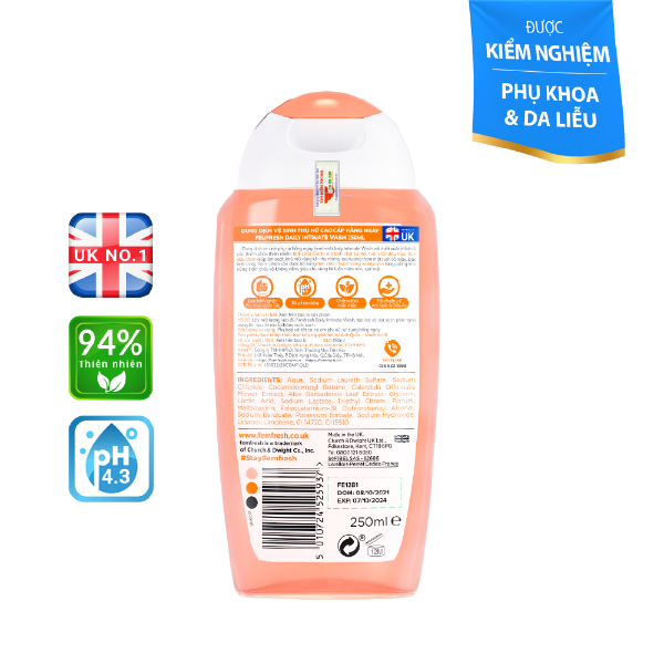Ảnh của Dung dịch vệ sinh phụ nữ cao cấp hàng ngày Femfresh Daily Wash 250ml ( màu cam )