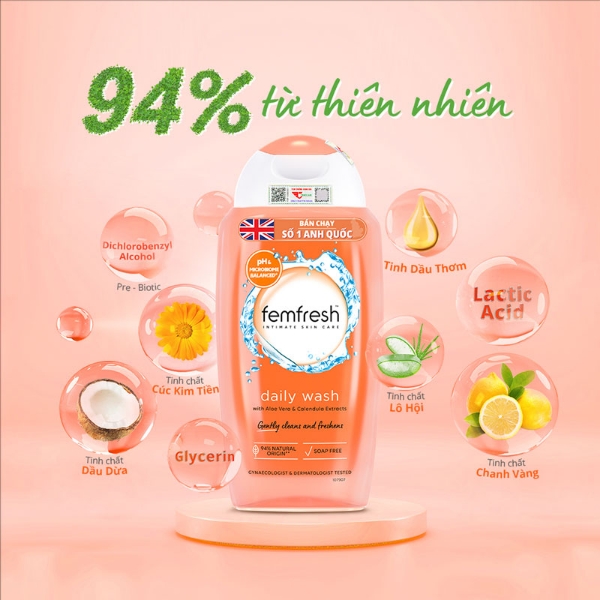 Ảnh của Dung dịch vệ sinh phụ nữ cao cấp hàng ngày Femfresh Daily Wash 250ml ( màu cam )