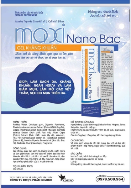 Ảnh của Gel bôi Maxi Nano bạc làm sạch da, kháng khuẩn, giảm thâm mụn Tub 25g