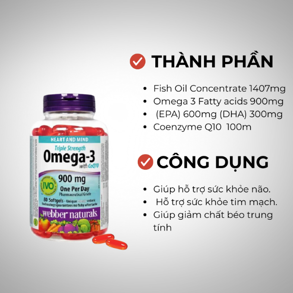 Ảnh của Webber Naturals Triple Strength Omega 3  + CoQ10 (Hộp 80 Viên)