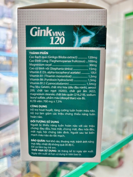 Ảnh của Viên uống Ginkvina 1200 hỗ trợ tăng tuần hoàn máu não Hộp 100 viên