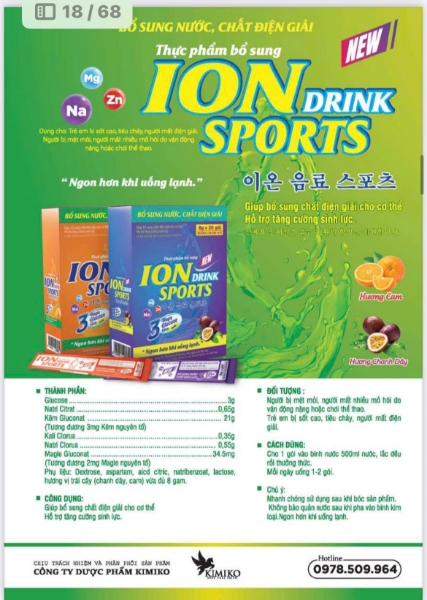 Ảnh của Ion Drink giúp bù nước và điện giải ( 3 vị cam, chanh và chanh dây) Hộp 20 gói