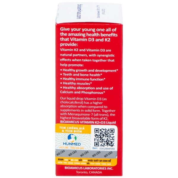 Ảnh của Dung dịch Biomicus For Infants And Children Vitamin K2 And D3 hỗ trợ tốt cho xương, răng của bé (10ml)