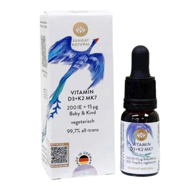 Ảnh của Vitamin D3 K2 MK7 Sunday Natural cho bé - D3 200IE + K2 15µg hỗ trợ hấp thu canxi, chắc xương Lọ 10ml