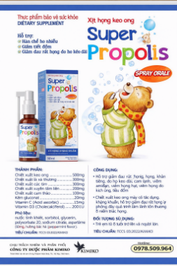 Ảnh của Xịt họng keo ong Super Propolis chai 30ml giảm đau rát họng.