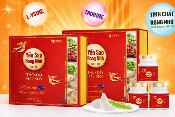 Ảnh của Set yến đông trùng rong nho Vshine ( 40% tổ yến tươi) Hộp 6 hũ