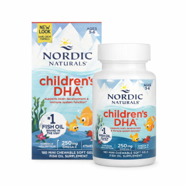 Ảnh của [HÀNG NHẬP KHẨU] Viên dầu cá  dạng nhai Cho Bé Nordic Naturals Children's DHA Vị Dâu cho bé 3-6 tuổi Lọ 180 viên