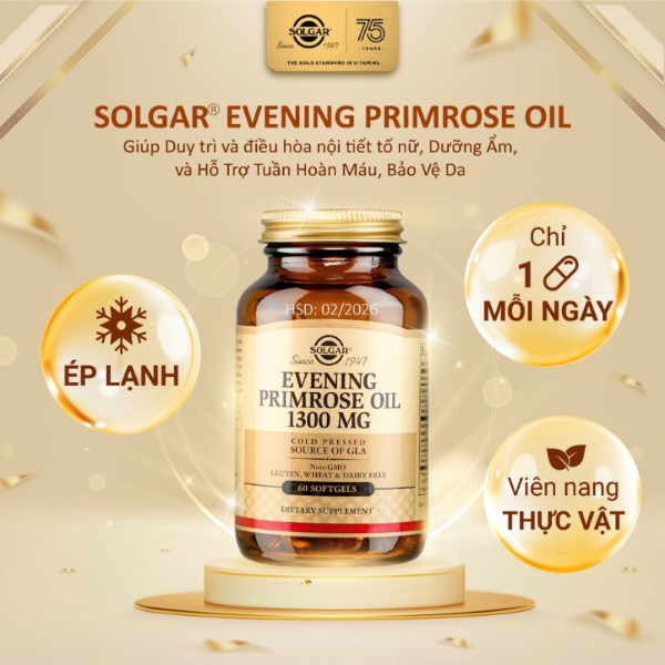 Ảnh của Solgar Evening Primrose Oil 1300mg – Viên Dầu Anh Thảo, Chai 60 viên