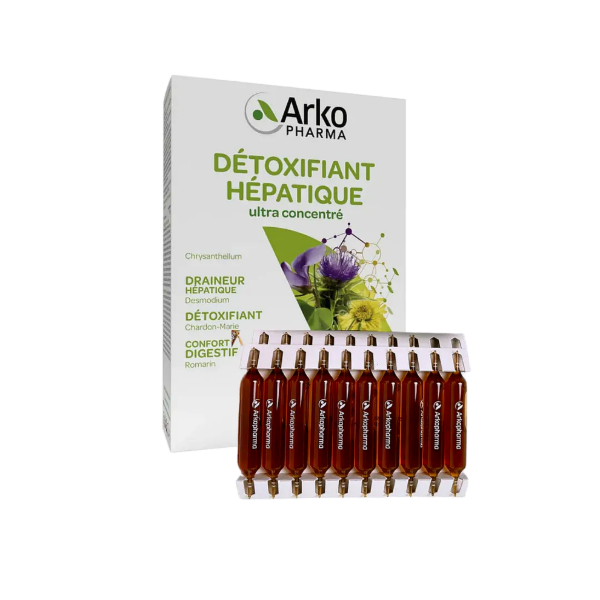 Ảnh của [HÀNG NHẬP KHẨU] Nước giải độc gan Arkofluides Detoxifiant Hepatique Hộp 20 ống ARKOPHARMA