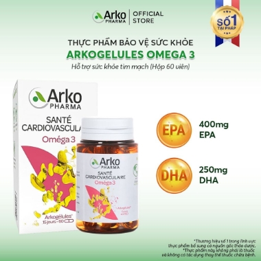 Ảnh của [HÀNG NHẬP KHẨU] Dầu Cá Hồi Na Uy  Omega-3 Arkopharma Hỗ Trợ Tim Mạch (Hộp 60 Viên )