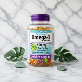 Webber Naturals Omega 3 Triple Strength 900mg – Viên Dầu Cá, Lọ 80 viên (Canada)