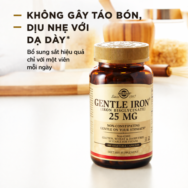 Ảnh của [HÀNG NHẬP KHẨU] Viên uống Solgar Gentle Iron bổ sung sắt hữu cơ thuần chay (Lọ 90 viên)