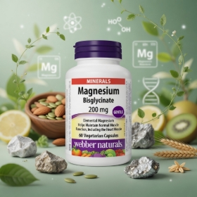 [HÀNG NHẬP KHẨU] Viên uống Webber Naturals Magnesium Bisglycinate 200mg - Hỗ Trợ Xương Răng Lọ 60v