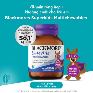 Ảnh của [HÀNG NHẬP KHẨU] Kẹo nhai Blackmores Super Kids Multi Chewable bổ sung vitamin cho trẻ (Lọ 60 viên)