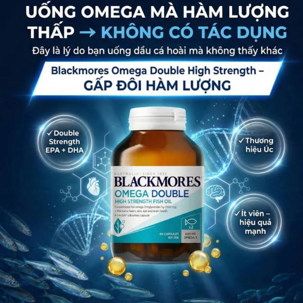 Ảnh của [HÀNG NHẬP KHẨU] Viên uống Blackmores Omega Double dầu cá Omega-3 (90 viên)