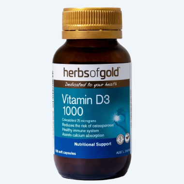 Ảnh của [HÀNG NHẬP KHẨU] Vitamin D3 1000IU Herbs Of Gold từ ÚC Bổ sung Vitamin D Lọ 120 viên