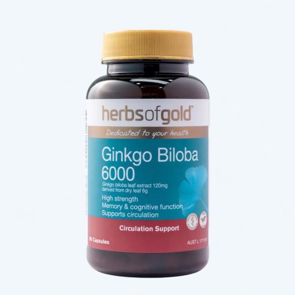 Ảnh của [HÀNG NHẬP KHẨU] Herbs of Gold Ginkgo Biloba 6000 Từ Úc Hỗ Trợ Tuần Hoàn Não Lọ 60 viên