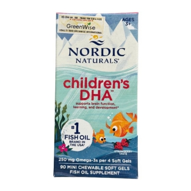 Ảnh của [HÀNG NHẬP KHẨU] Viên dầu cá  dạng nhai Cho Bé Nordic Naturals Children's DHA Vị Dâu cho bé 3-6 tuổi Lọ 90 viên