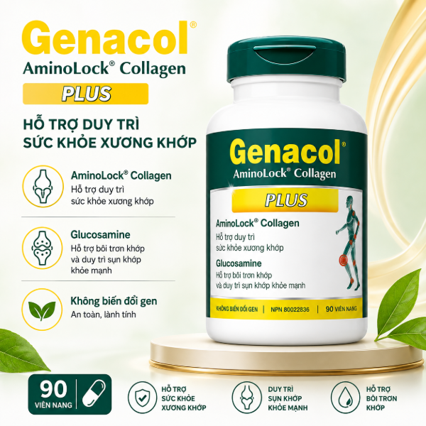 Ảnh của [HÀNG NHẬP KHẨU] Plus GENACOL Collagen Glucosamine hỗ trợ tái tạo sụn khớp Lọ 90 viên